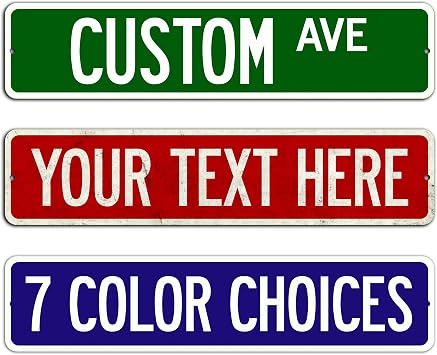 Customized Color Vintage, Distressed Finish, Decorative Street Sign 4 x 18