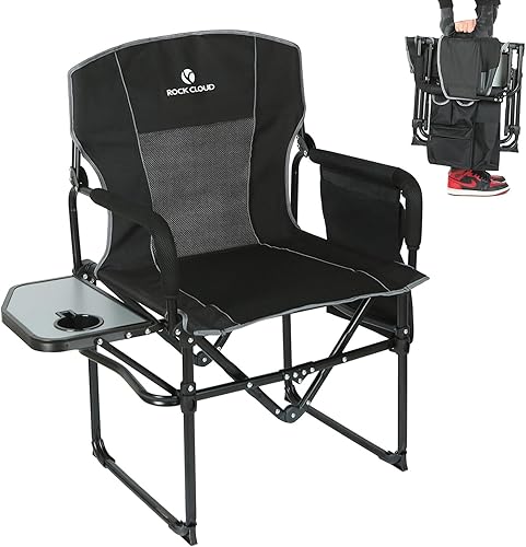 Miniatura 9 de ROCK CLOUD Silla de camping plegable con bolsillo de almacenamiento y mesa auxiliar, sillas de campamento portátiles compactas al aire libre