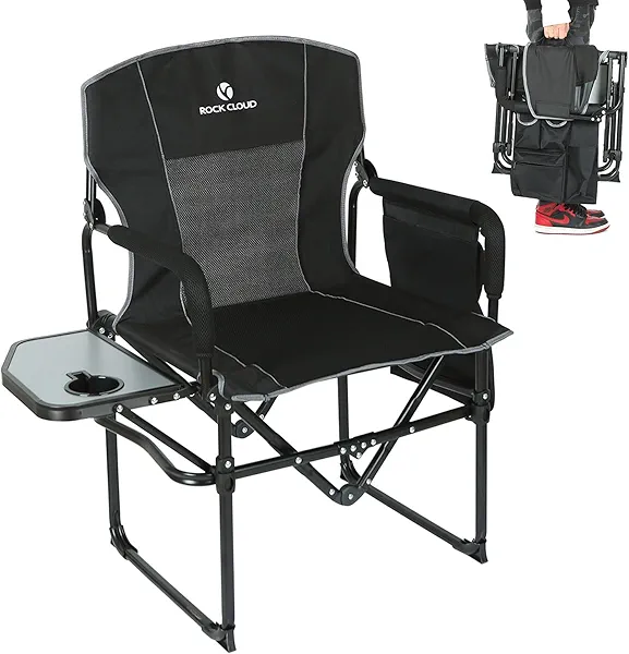 ROCK CLOUD Folding Camping Chair with Storage Pocket and Side Table Compact Portable Camp Chairs Outdoor for Camp Lawn Hiking Fishing Sports