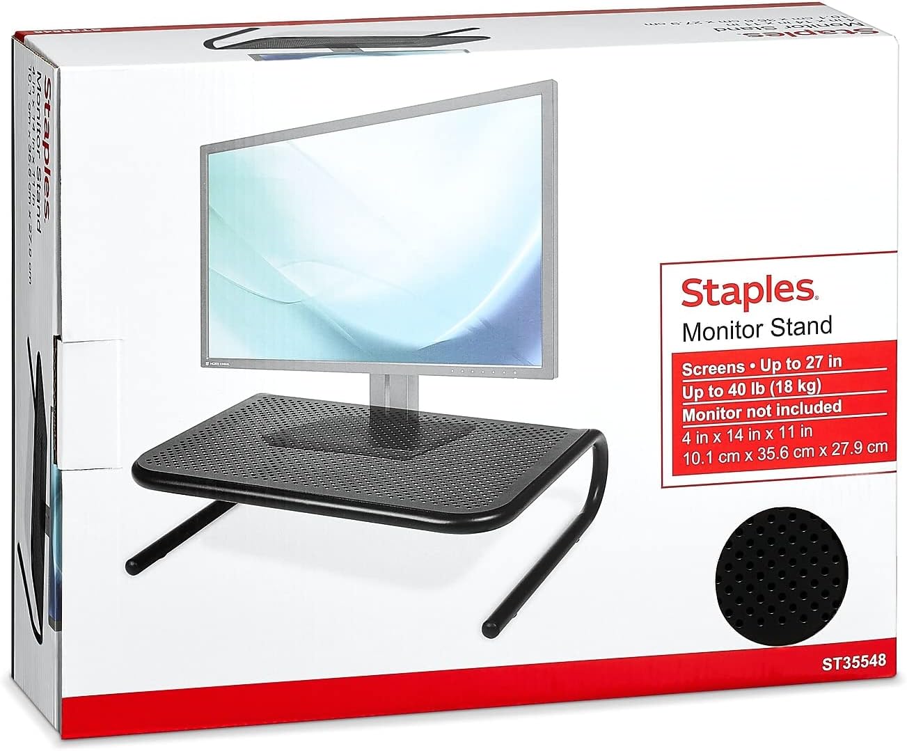 Staples Standard Steel Monitor Stand – Desktop Riser for Monitors, Laptops & Office Workstations, Black