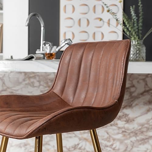Miniatura 9 de Sidanli Brown Velvet Bar Stools-Set of 2, 24 Inch Bar Stools for Kitchen Counter.
