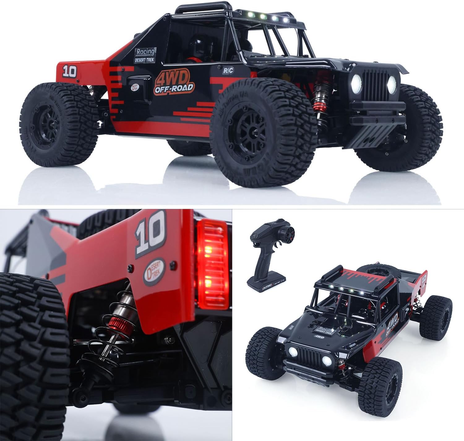 TOUCAN RC HOBBY 16.5 Inches 1/10 Remote Control Desert Truck 4WD Electric RC Off Road Vehicle 3650 Brushless Motor Shock Towers Metal Chassis