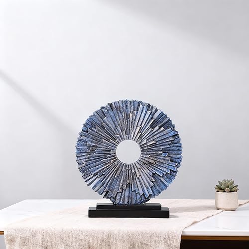 Miniatura 3 de DOVDOV Escultura azul para decoración del hogar, estatua de línea redonda única, decoración moderna del hogar, estatua de panel decorativo para sala