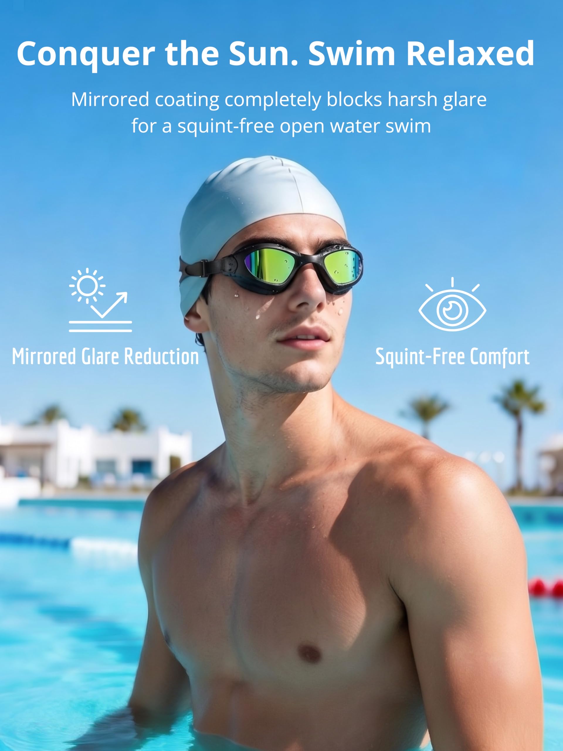 Occhialini da nuoto per adulti, anti-appannamento, da piscina, per uomini, donne, ragazzi, lenti HD a prova di perdite con protezione UV