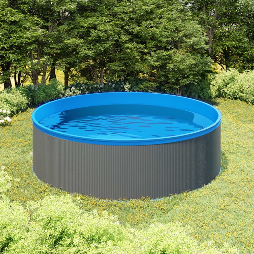 Generico Piscina Fuori Terra con Skimmer e Pompa Sospesi 350x90cm Grigia,Grigio,41.75kg,3070801