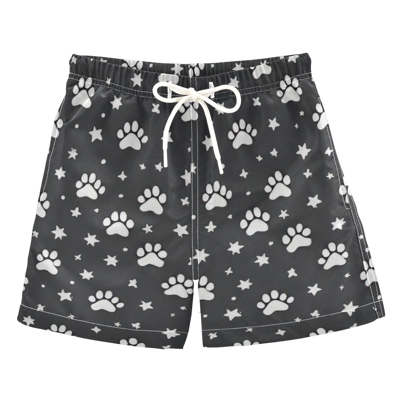 FLildon Paws and Stars Little Boys Swim Trunks with Mesh Lining Quick Dry Beach Board Shorts, 3T