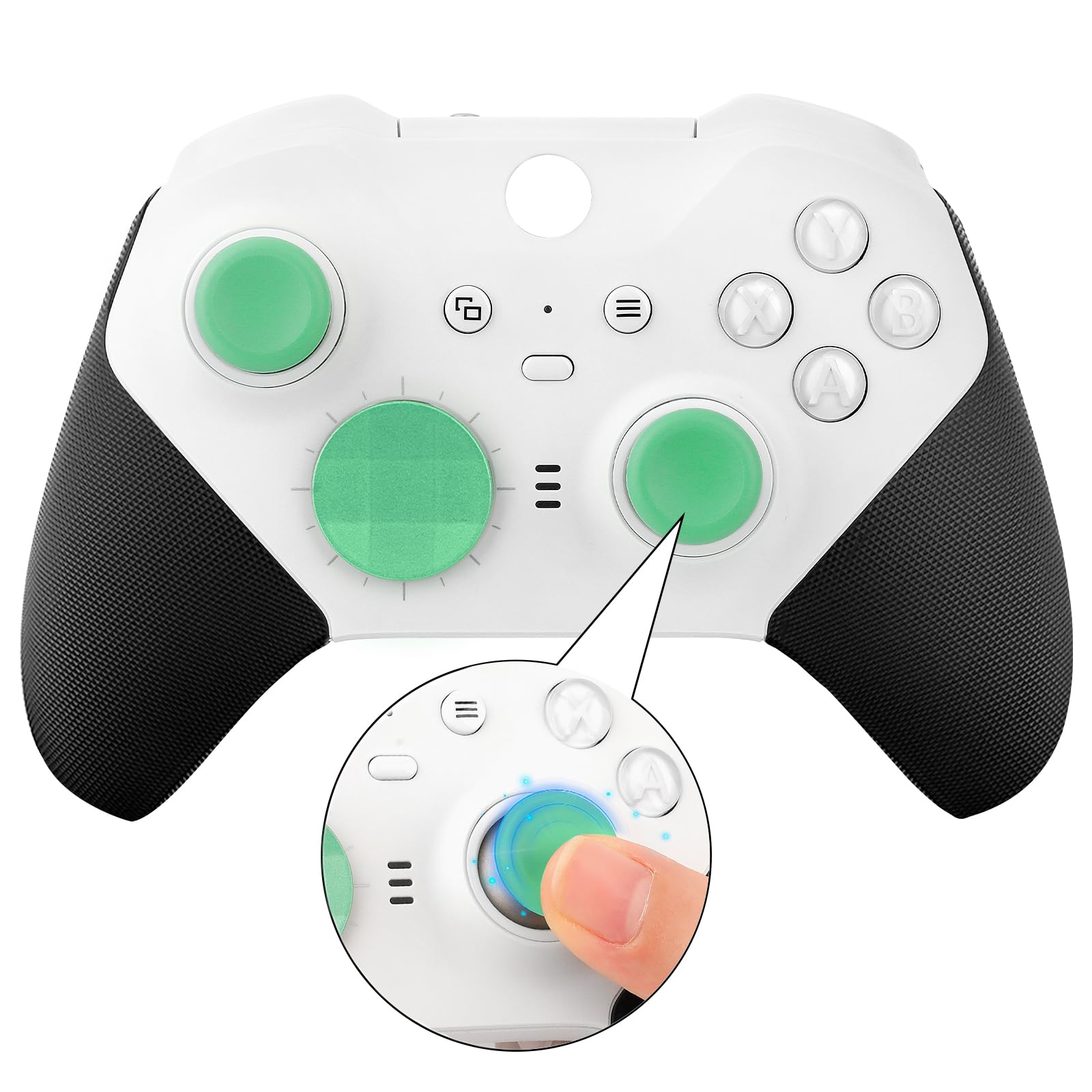 Ensemble de Boutons Métalliques pour Manette Xbox Elite Series 2 Contient 6 Joysticks à Revêtement Métallique, 4 Palettes, 2 D-pads, 1 Outil de Réglage pour Xbox Elite Series 2-Core (Vert Gazon) - 4