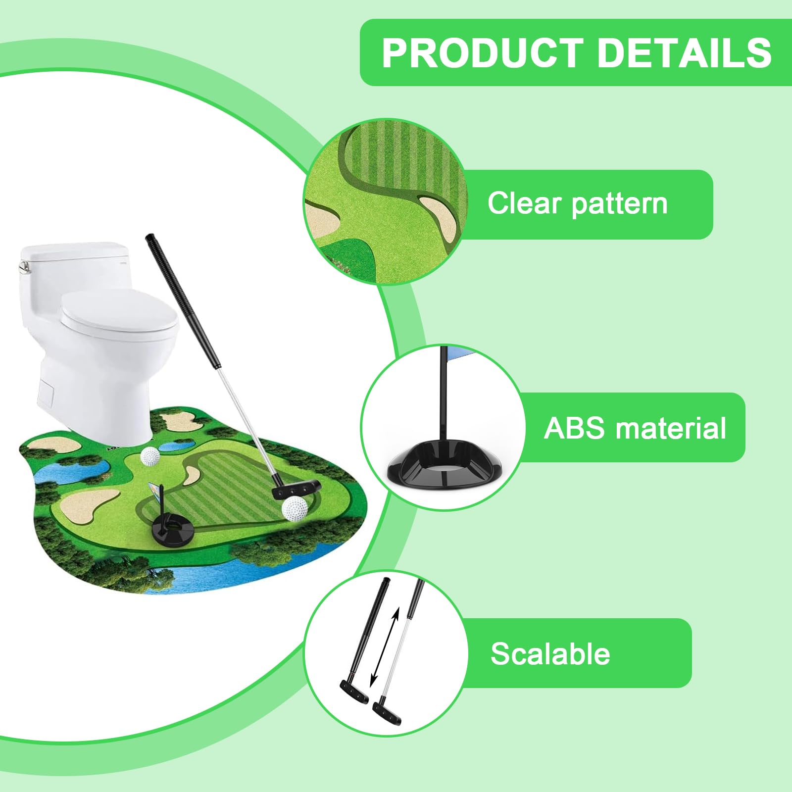 Set Regalo Golf Minigolf 6 Pezzi con Mazza 65 cm, Tappetino, 2 Palline per Uomo
