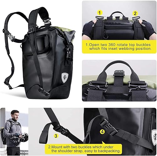 Miniatura 5 de HUNTVP Bolsa de alforja de bicicleta de 27L Mochila Multifuncional Bolsa de bicicleta Ciclismo Asiento trasero de bicicleta Bolsa de maletero Bolsa