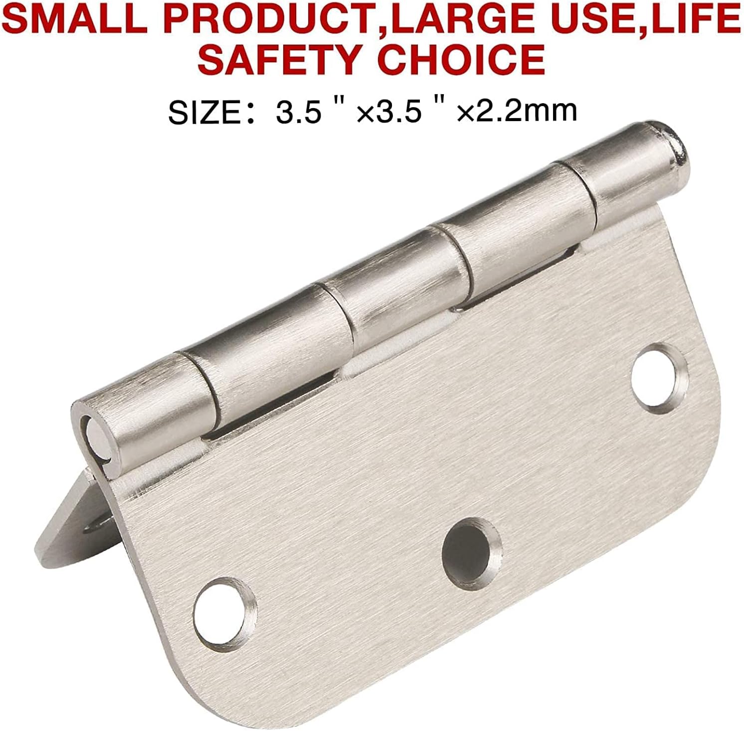 Brushed Nickel Door Hinges 3.5 x 3.5 Inch 30 Pack Interior Rounded Door Hinges with 5/8" Radius Heavy-Duty Silver Hinges Removable Pin for Standard Bedroom Office Kitchen Door Hardware Satin Nickel