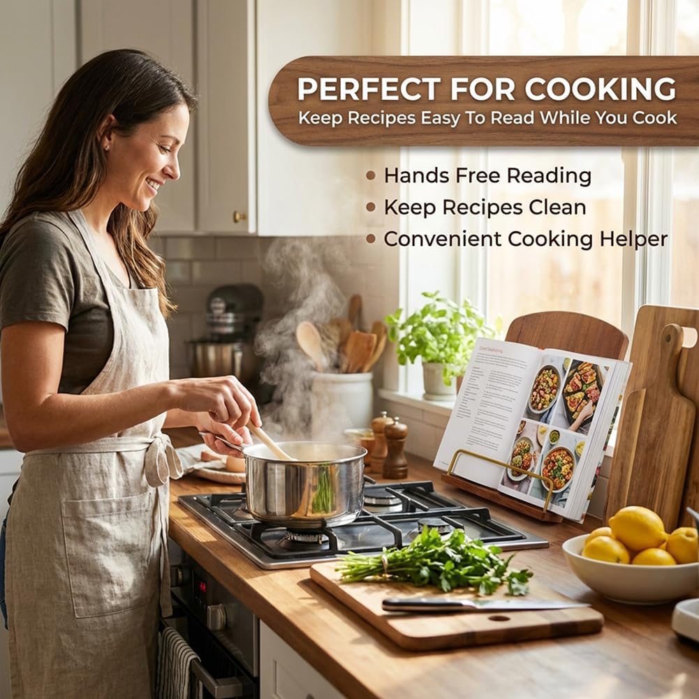 11.6" x 8.9" Cookbook Stand, 4‑Angle Adjustable Recipe Book Holder