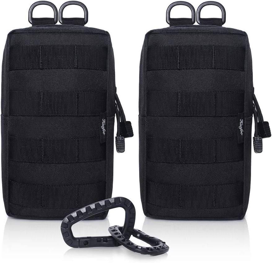 Haafoo 2 Pack Molle Pouches, Compact Water Resistant Tactical EDC Utility Pouches Tear-Resistant Tactical Organizer Gear Pouch Bags