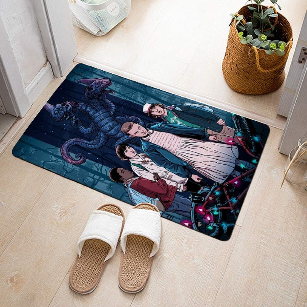 XH Mat Anti-slip Mat Stranger Things Strange Things 3 Flannel Carpet Living Room Bedroom Mats Ornaments Non-slip Mat Size: 40 × 60cm