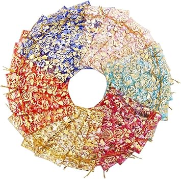 CLassiC Eco Friendly Bags – 50 Pcs Potli Bags, Organza Pouches 4x6 inches with Drawstring Small Potli Bags for Return Gifts for Wedding| Party |Baby Shower| Dry Fruit Pouches (Mixed Colors, 50)