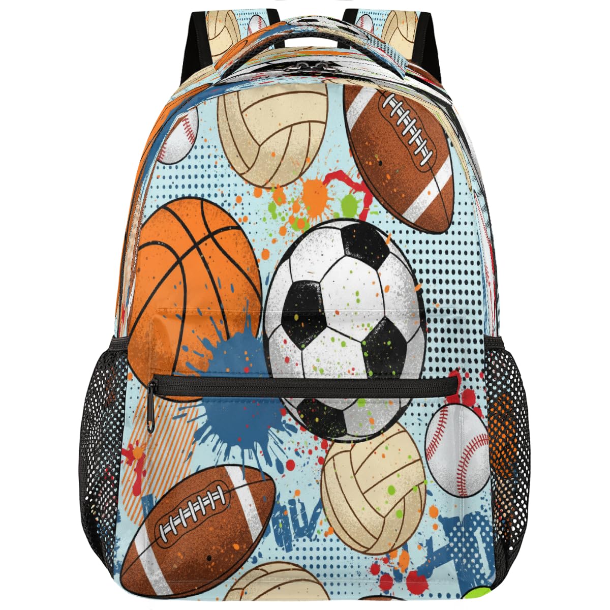 Mochila para laptop ligera con estampado de fútbol y gran capacidad 8