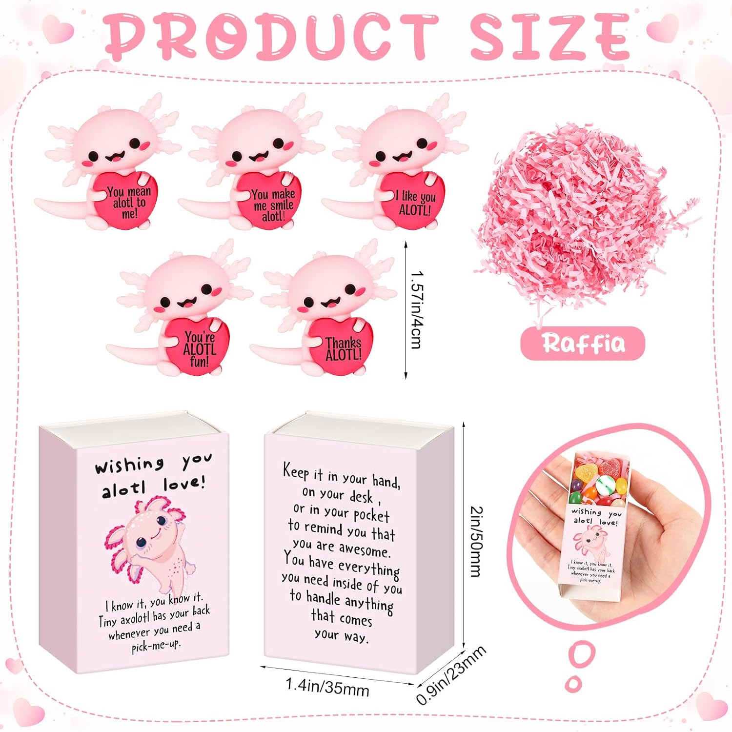 Cinnvoice 25 Set Bulk Gifts End of Year Student Teacher Graduation Gifts Emotional Support Desk Pets Inspirational Cute Resin Mini Ornaments with Thank You Card Box (Axolotl)