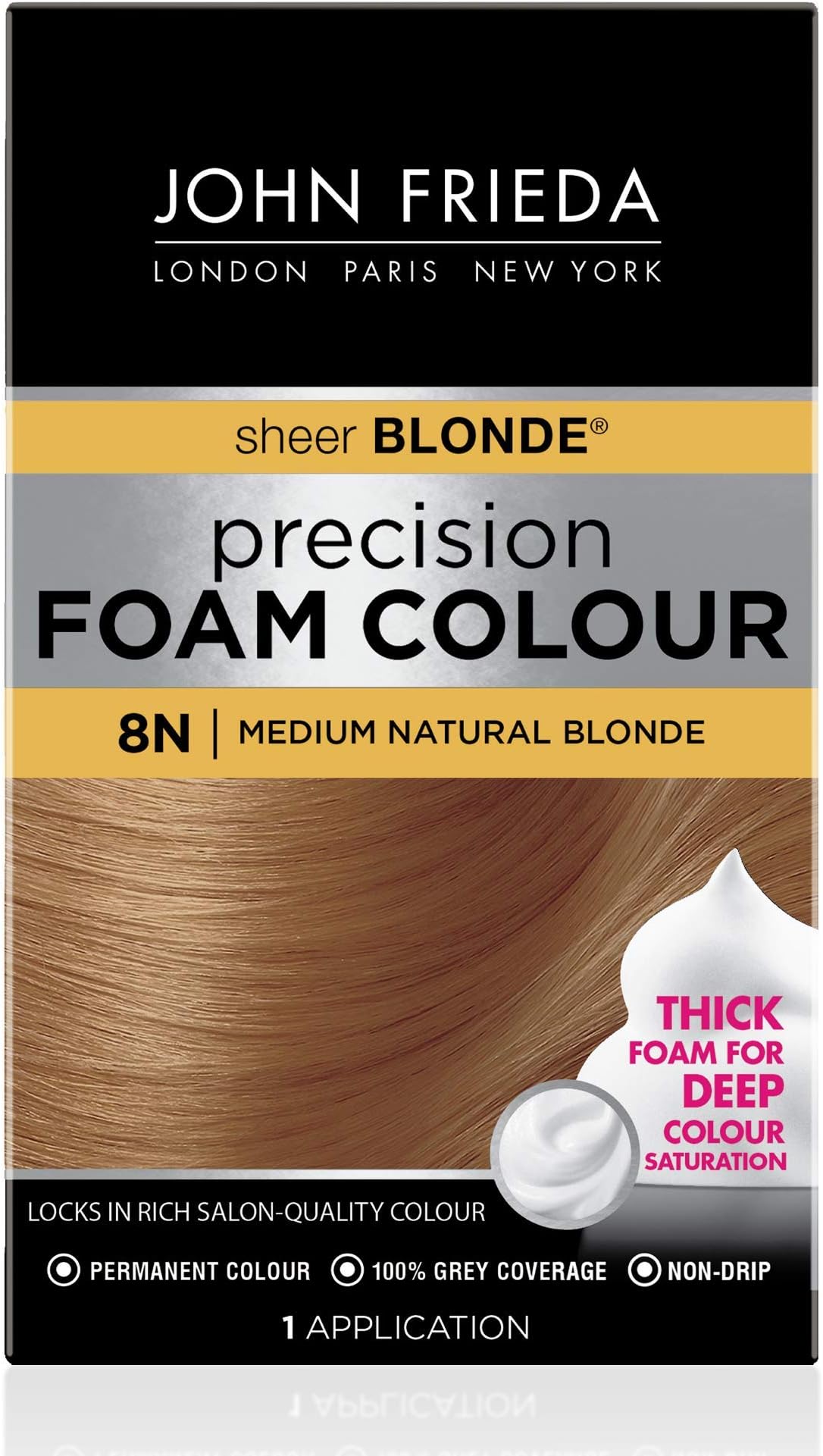 Precision Foam Colour, Medium Natural Blonde 8N, Full-Coverage Hair Color Kit, Anti-Fade Gray Coverage, Deep Color Saturation Hair Dye, 1 Application