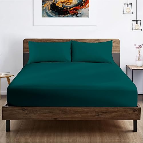 SGI - Juego de sábanas bajeras de 100 % algodón egipcio de 600 hilos, suave y liso, tejido de satén, 3 piezas, 1 sábana bajera ajustable y 2 fundas