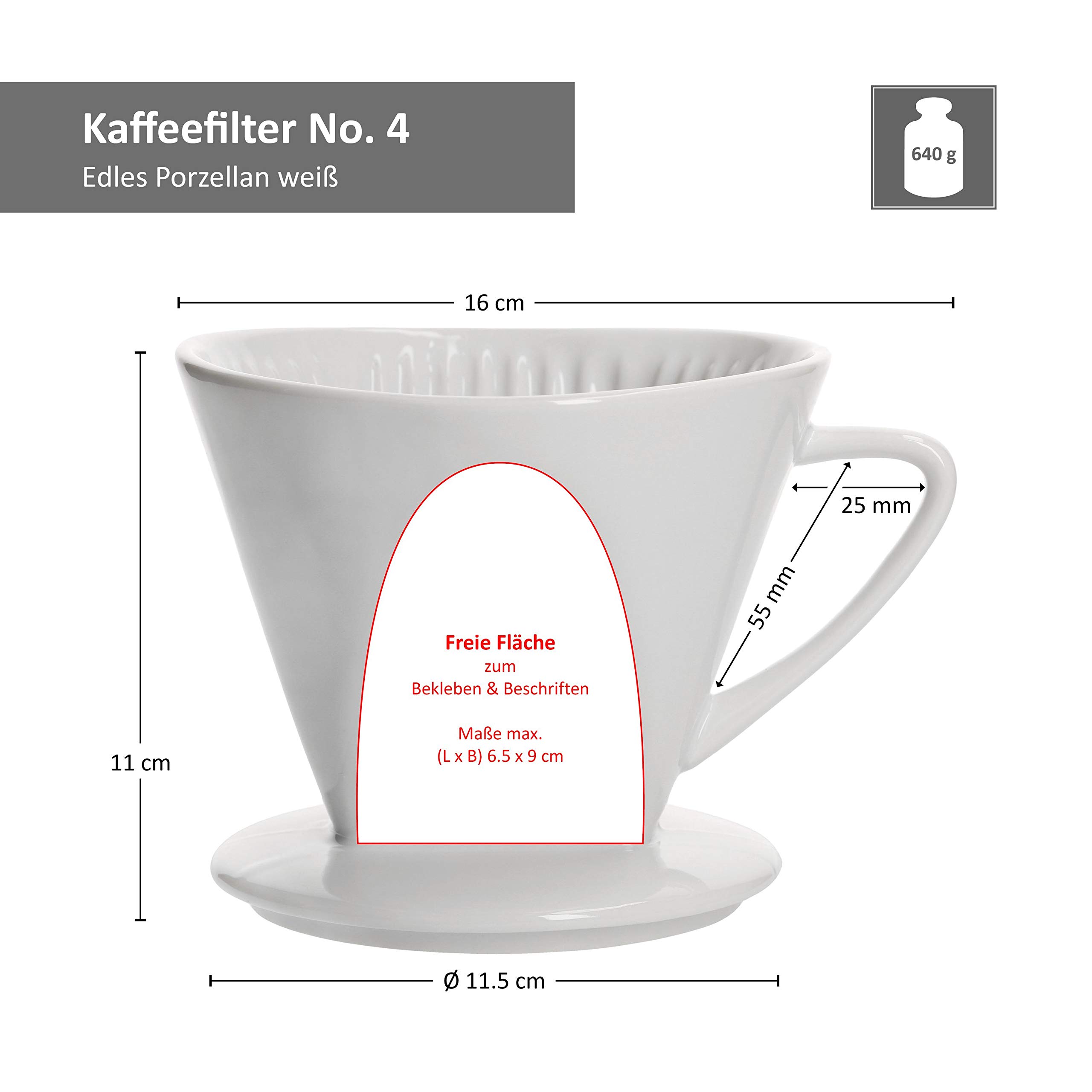 MamboCat Filtro Per Caffè In Porcellana Nr. 4 – Metodo SoftBrew – Manico Ergonomic – Adatto A Tazze E Caffettiere – 16x14x11 Cm