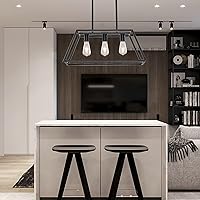 Vista 2 de XILICON Lámpara de araña contemporánea negra de 3 luces para cocina, comedor, colgante rústico para mesa de isla, regulable, listado UL, fácil