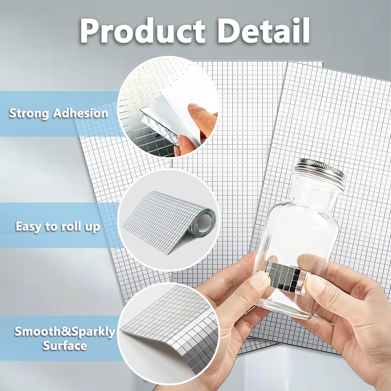 Disco Tiles, Self Adhesive Mosaic Tiles 5 x 5mm Disco Ball Stickers 3600 Pieces Disco Ball Mirror Tiles for Crafts Square Mosaic Glass Sticker for Mirrors, Vases, Cups, Photo Frames