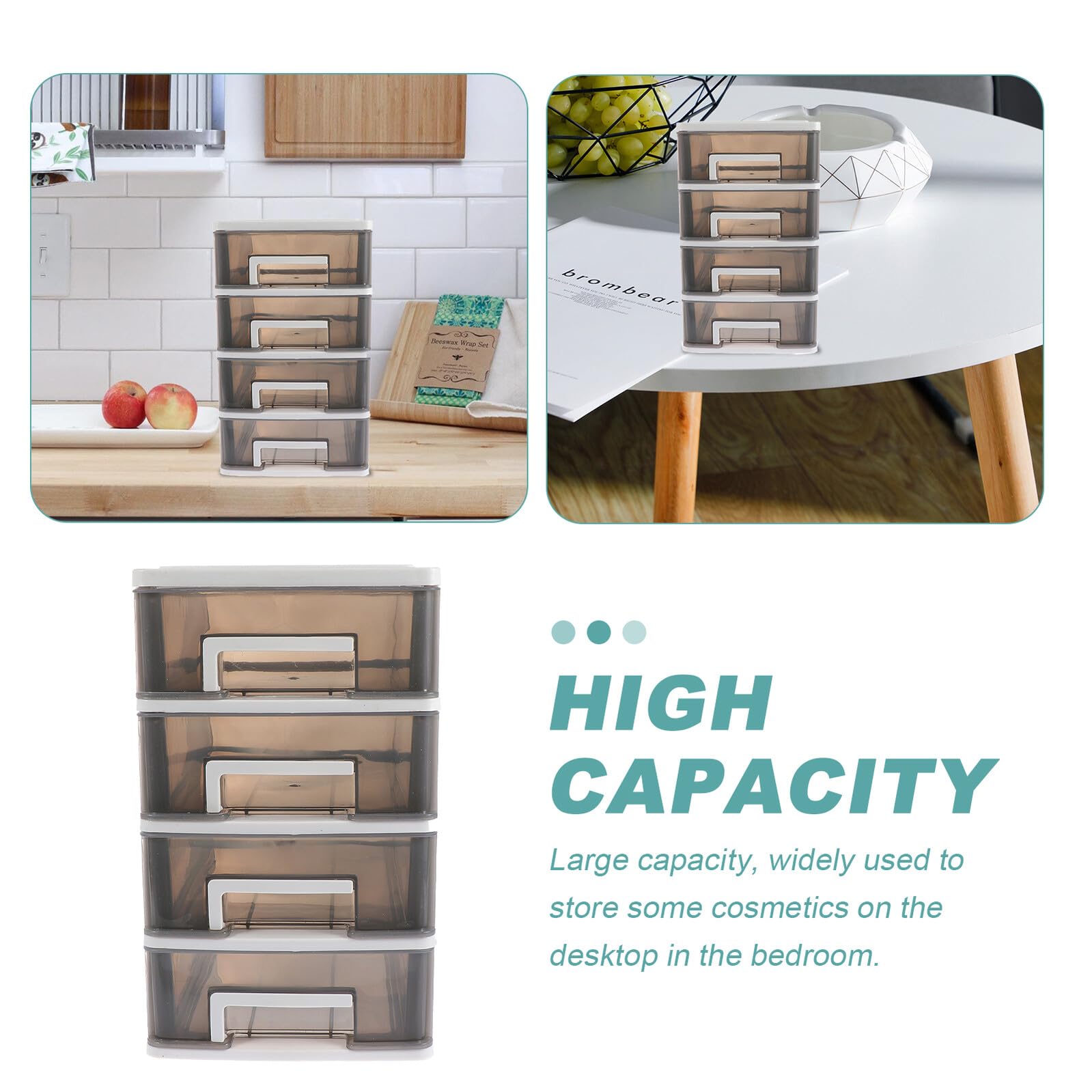 Ipetboom Scatola Portaoggetti Scrivania Multi-strato Trasparente Cassettiera Desktop Compatta e Leggera Organizer Multi-layer per Lipstick Chiavi Gioielli per Studenti e Ufficio