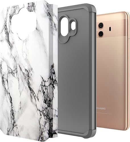 Miniatura 2 de Rosebono Funda para Huawei Mate 10, delgada híbrida de doble capa a prueba de golpes, cubierta dura a prueba de golpes, a la moda, linda funda de