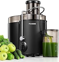 Juicer Machines, FOHERE Centrifugal Juicer Extractor Max Power 900W,Large 3” Feed Chute for Whole Fruit and Vegetables,3 Speed Control, 400w Motor,Cleaning Brush and Recipe Included (Black)