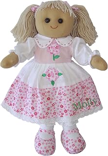 Personalised Traditional Rag Doll Boys Girls Classic Toy Teddy Gifts Rag Doll 40cm Christmas Birthday gifts Pink Floral Dress