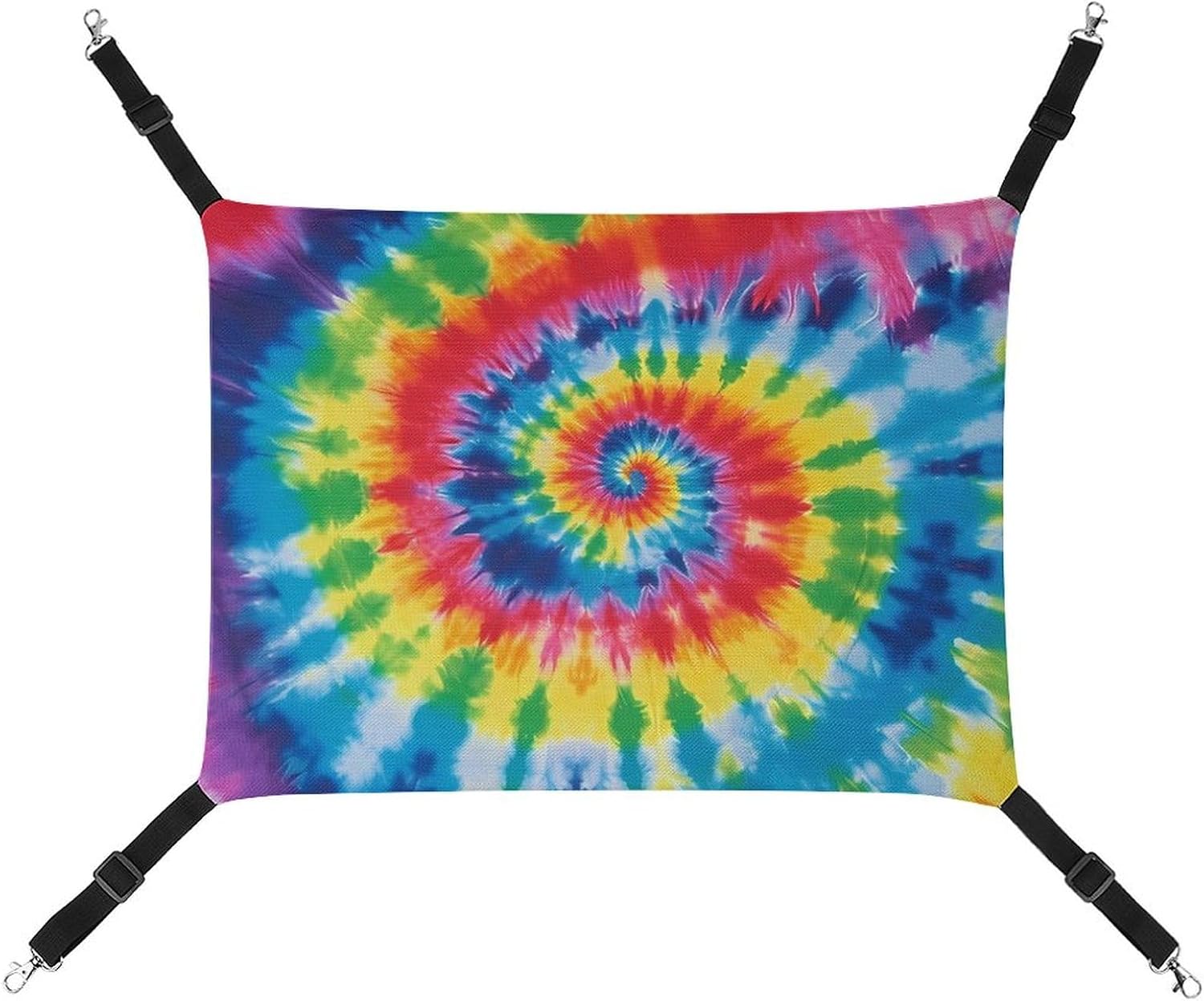 Breathable Tie Dye Rainbow Printed Pet Hammock - Space-Saving Solution for Cats, Dogs & Small Pets - Anywhere Comfort