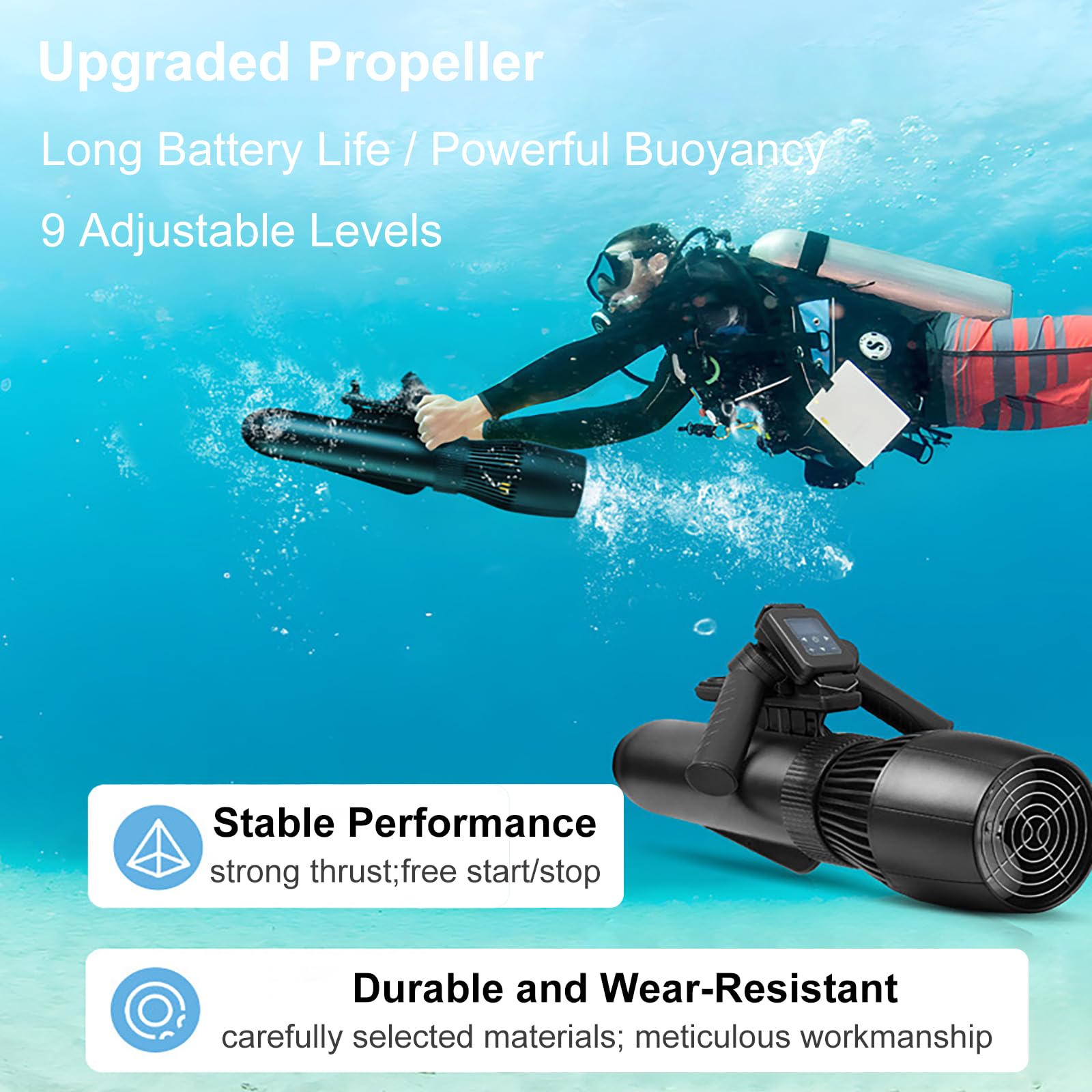 Bateau Gonflable avec Scooter sous-Marin pour Adultes | Planche de surf électrique, charge max 220 kg, équipement plongée mer, sports nautiques