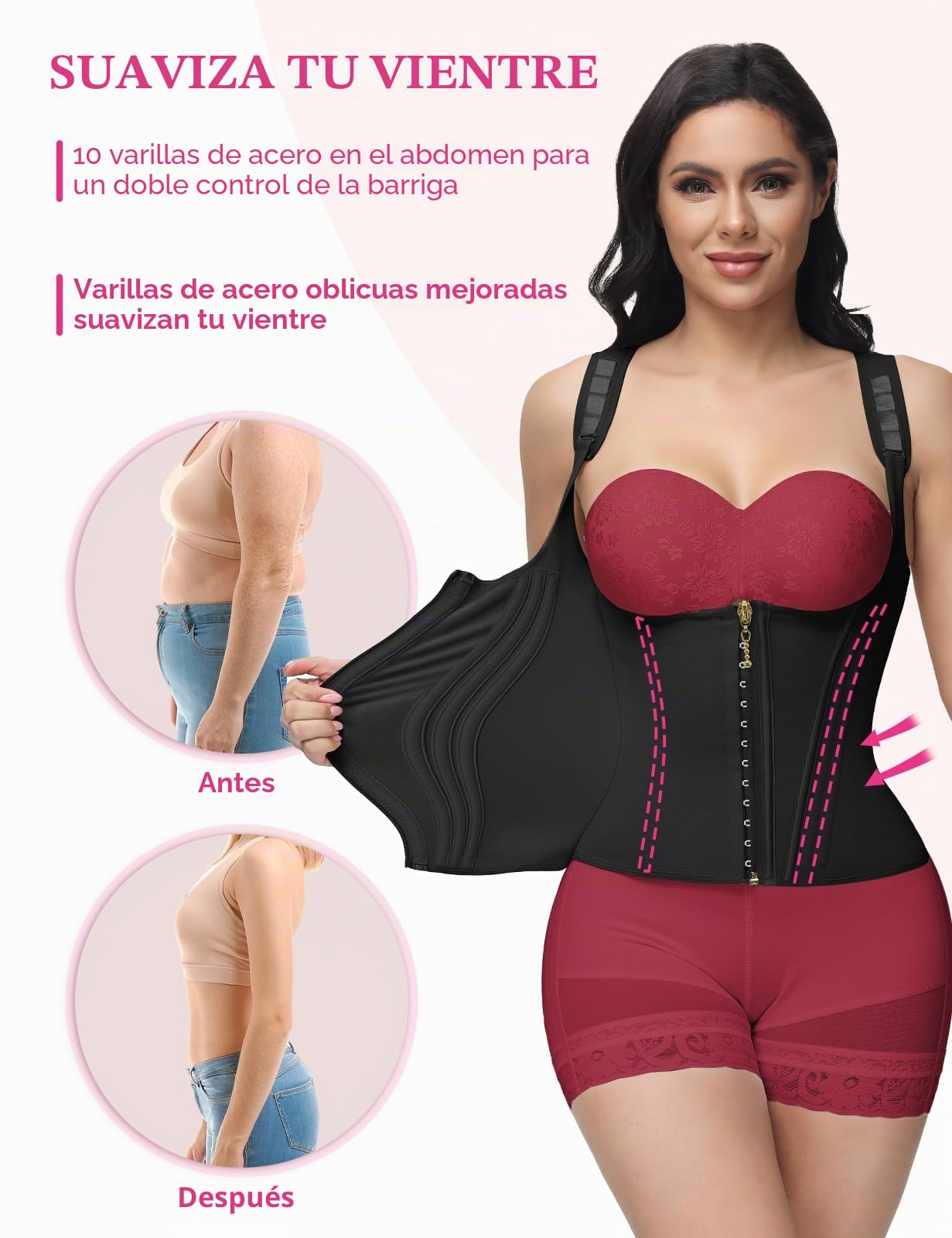 SHAPSHE Waist Trainer Underbust Corset Tummy Control Cincher Sports Girdle Back Support Body Shaper with Adjustable Straps