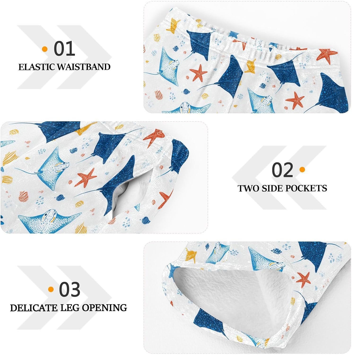 visesunny Manta Rays Star Pattern Boys Pants for Kids Fleece Bottoms Long Jogger Pants Trousers with Pockets Size 6-14Y