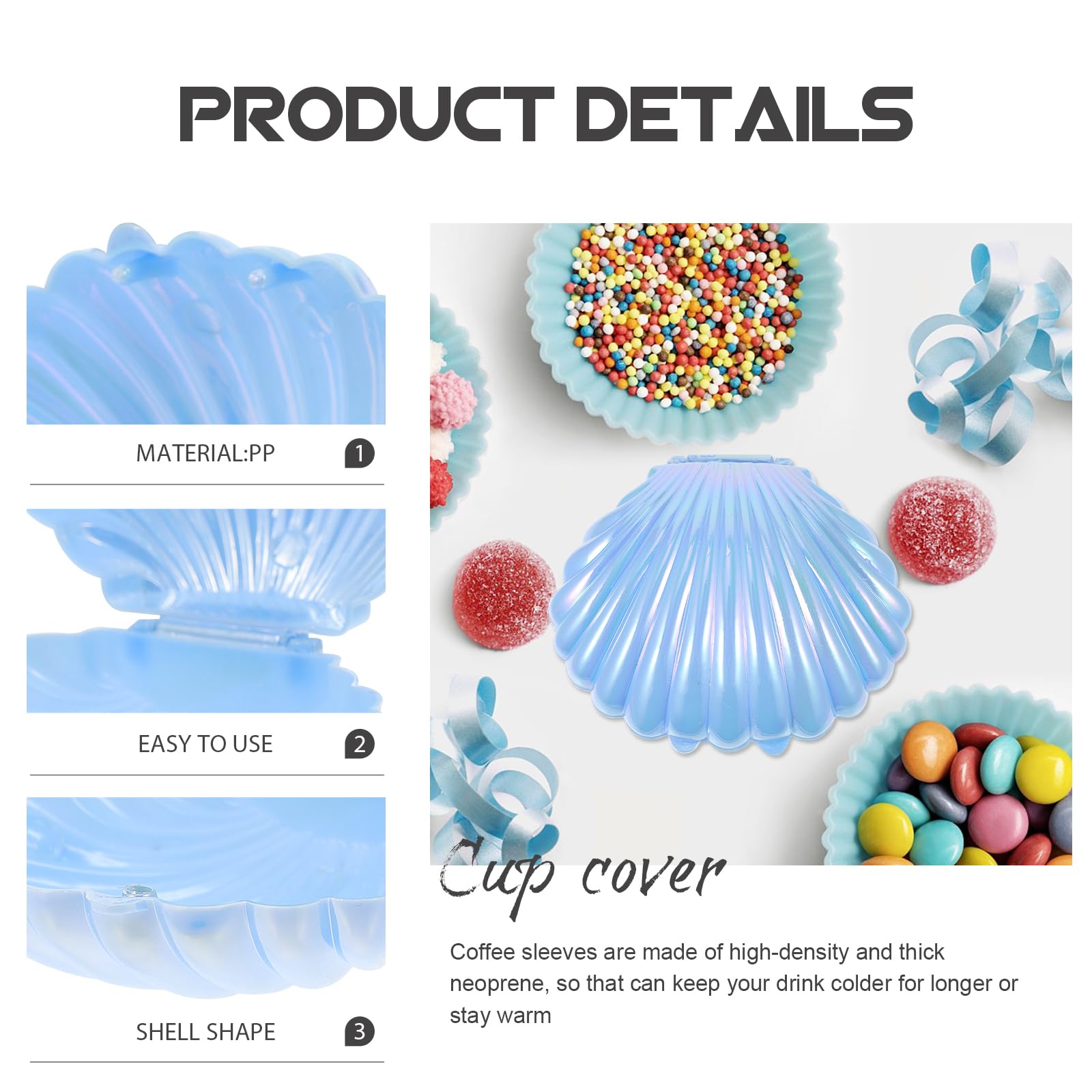 SHOWERORO 10pcs Candy Boxes Iridescent Shell Storage Containers for Jewelry Candies and Party Favors for Weddings Birthdays and Celebrations Attractive Table Decoration