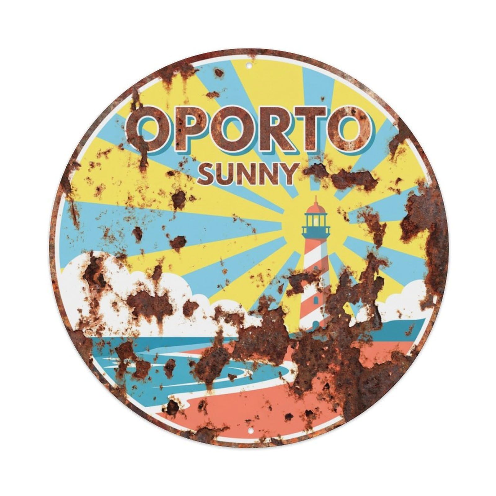 Vintage Travel Oporto Portugal Sunshine Metal Tin Sign