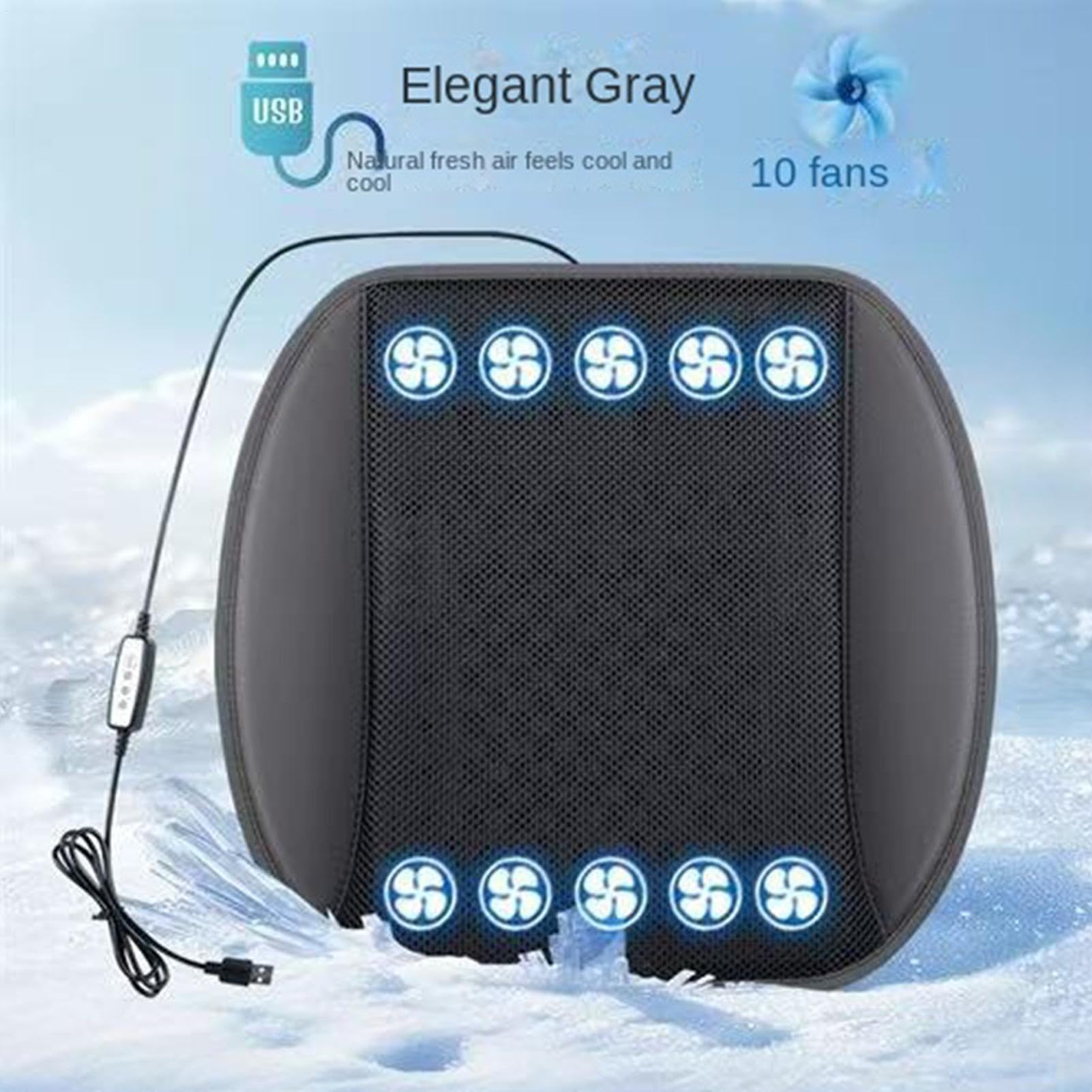Cuscino per auto con ventilatore, flusso d'aria, traspirante, con ventilatore, pendolare, campeggio, viaggi in città, escursioni, SUV e camper