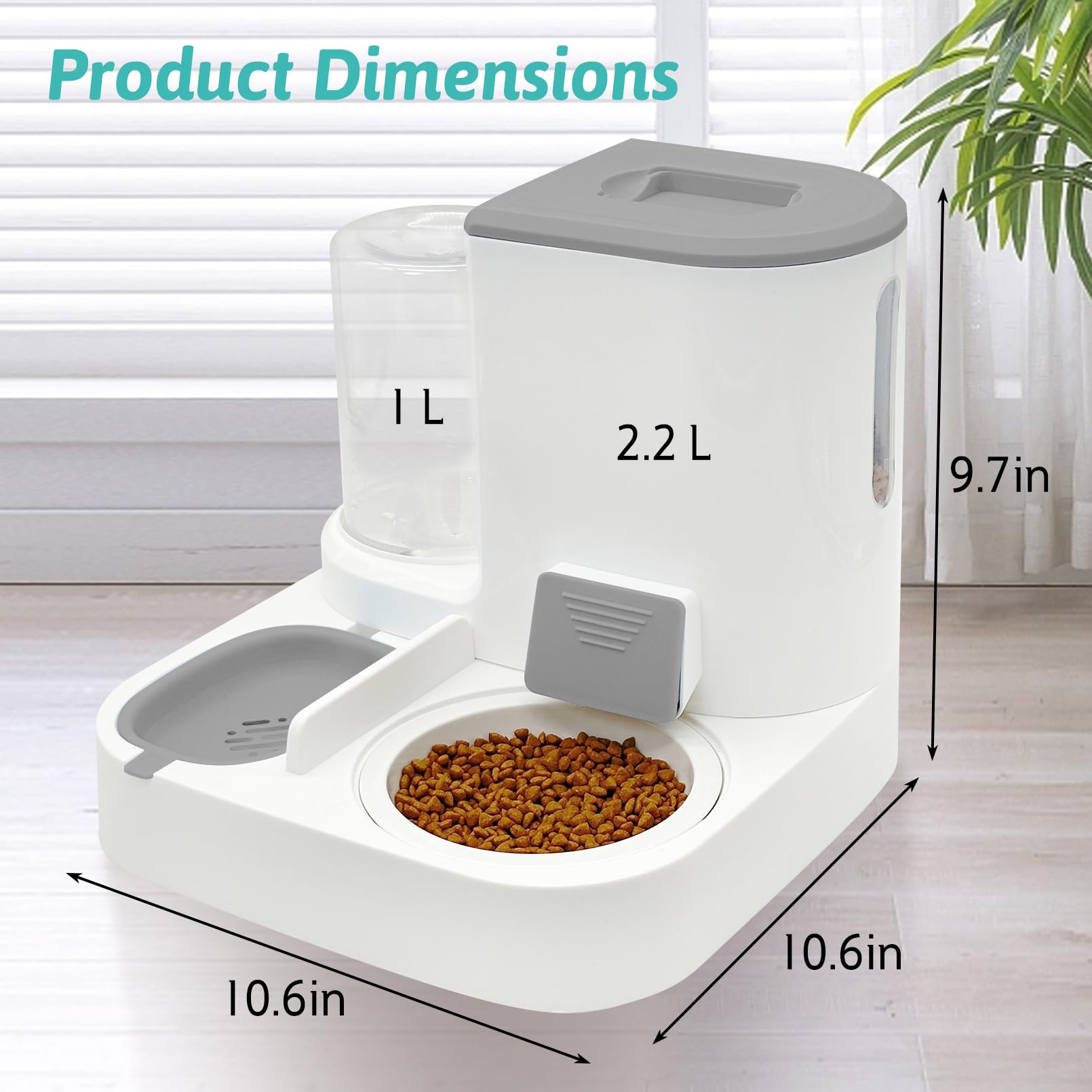 Fhiny Gravity Cat Feeder and Water Dispenser, 2 in 1 Automatic Pet Waterer Detachable Stainless Steel Food Bowls Set Pet Food Storage for Small Dog Puppy Cat Kitten Pet Easy Clean (Grey): Style A Grey-Ceramic Bowl