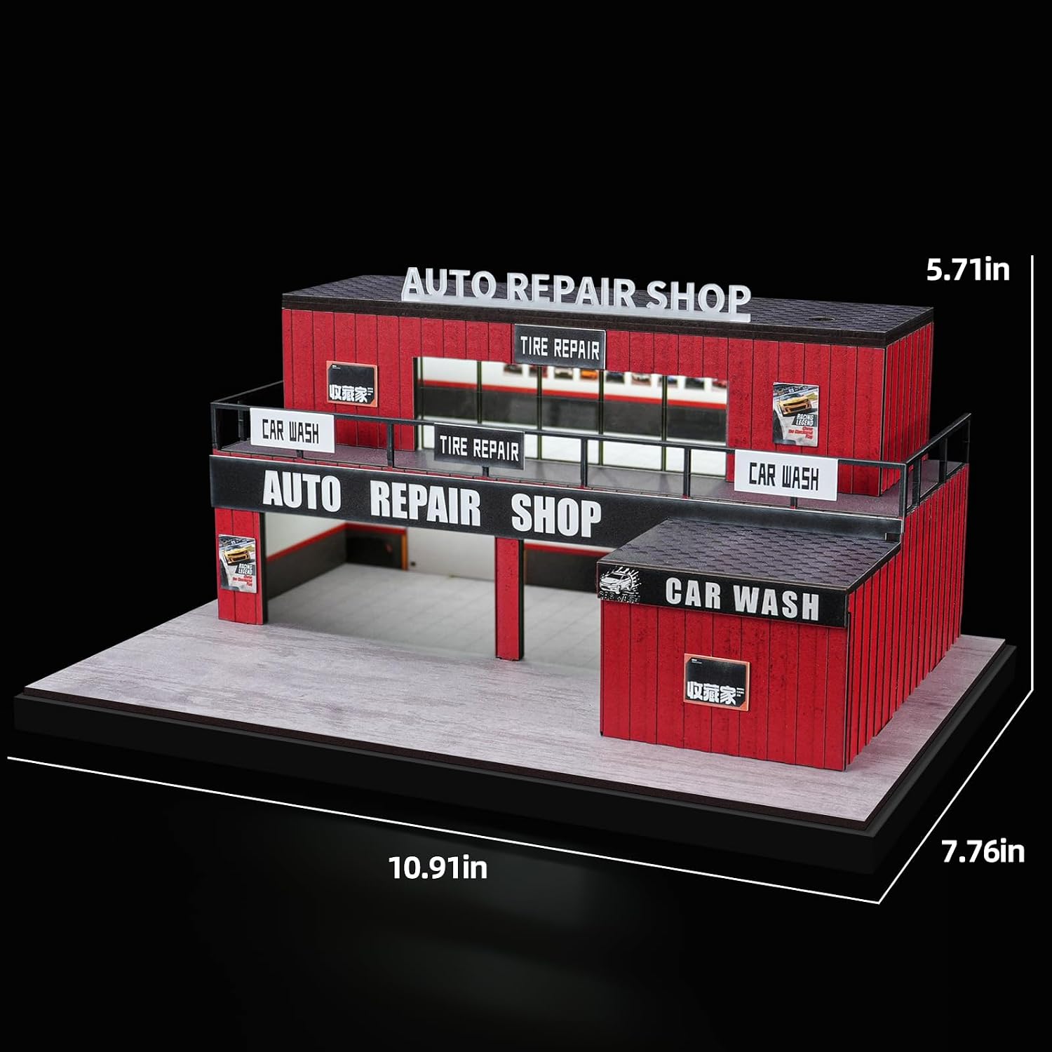 1:64 Scale Diorama kit: Container-Style auto Repair Shop Building Set, Ideal for Creating DIY Display Scenes for Hot Wheels die-cast Cars (SCJ-82055-US)
