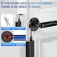 Vista 5 de Fingerprint Door Lock- biometric Smart Door knob- passcode keypad Door Handle，for Bedroom Hotel Office Apartment (Black)