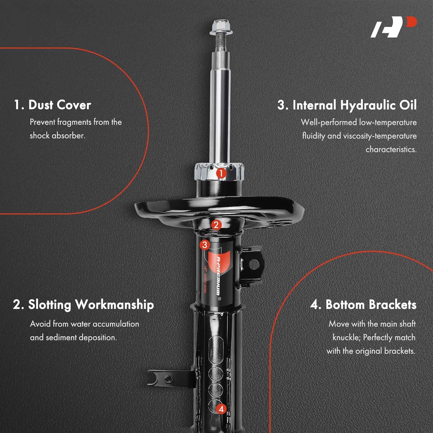 A-Premium Front Struts Compatible with Chevrolet Malibu 2016-2025 - 2x Replacement Suspension Bare Strut Shock without Coil Spring