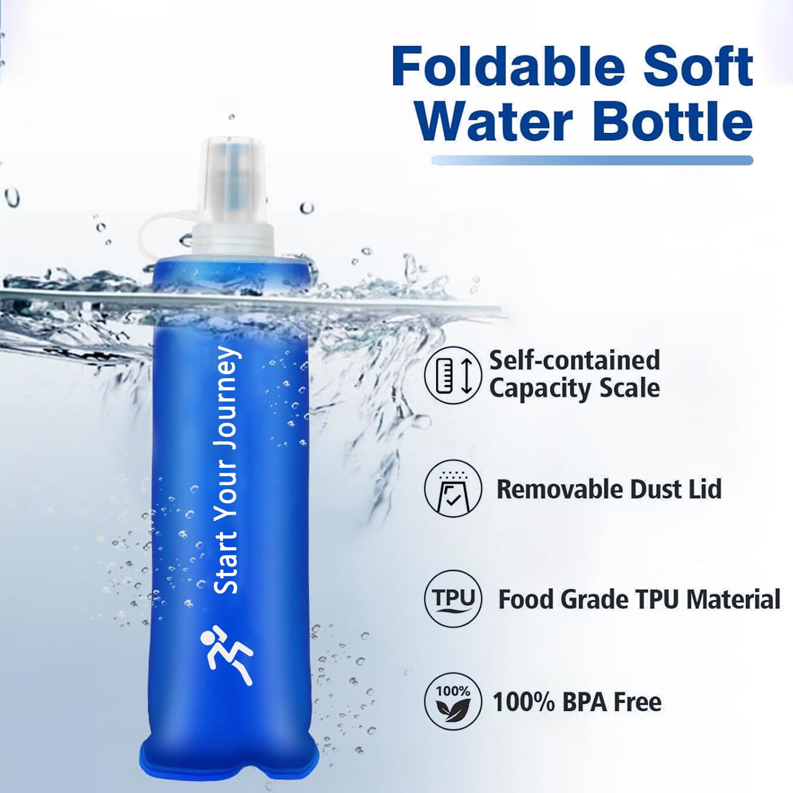 Soft Flask TPU,Collapsible Running Water Bottle,Sport Hydration Bottle