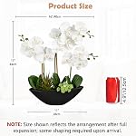 Orchid Fake Flowers 18in White Artificial Orchid Silk Flowers in Black Pot Faux Orchid Arrangement for Home Office Bathroom Dining Table Modern Decoration