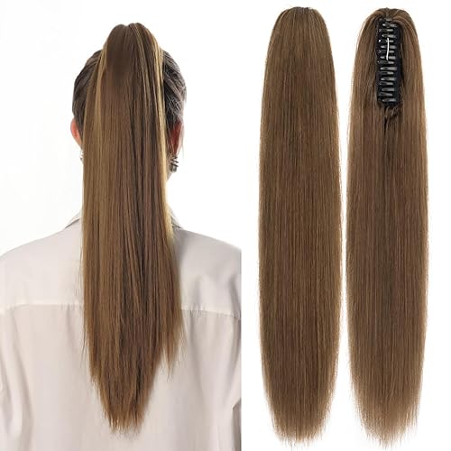 Miniatura 1 de TESSHAIR Extensiones de cabello humano 100 % real con clip de garra, cola de caballo, 100 % cabello humano real para mujeres, 3.53 onzas, se pueden
