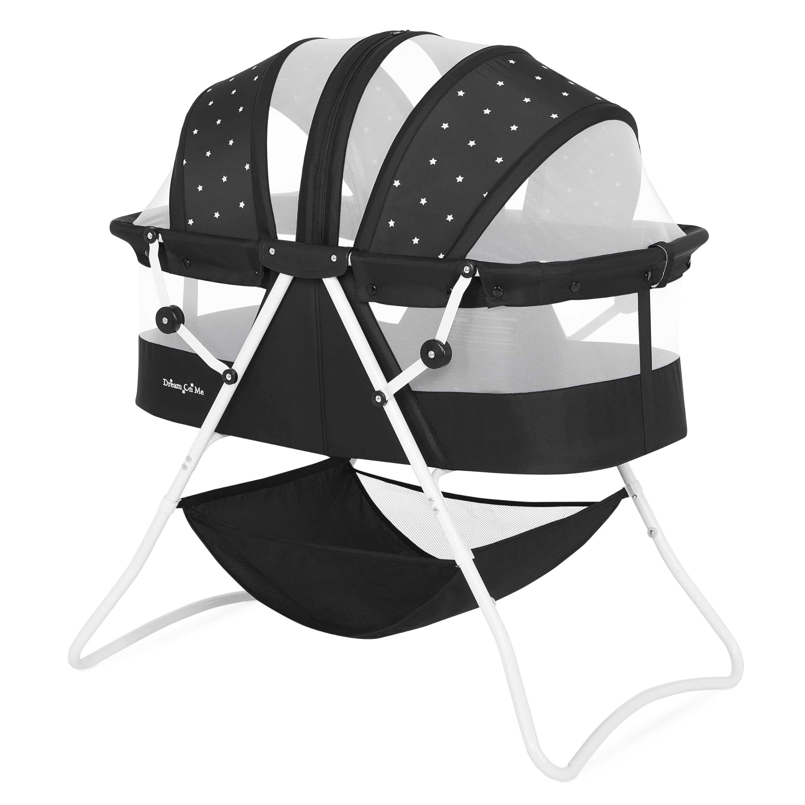 Dream On Me Karley Portable Infant Bassinet, Double Mesh Canopy, Blackwhite