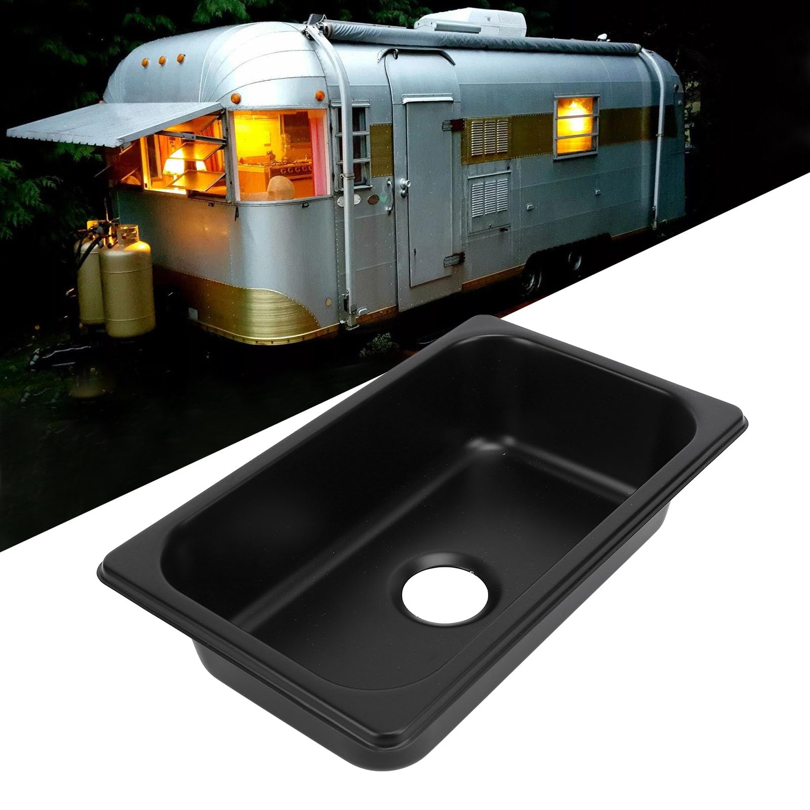 Fregadero Cocina para RV, Fregadero Individual Acero Inoxidable para RV con Orificio de Drenaje de 40Mm, Fregadero Barra Abatible, Lavabo Cuadrado Individual, Lavabo para 265 * 162 * 65mm
