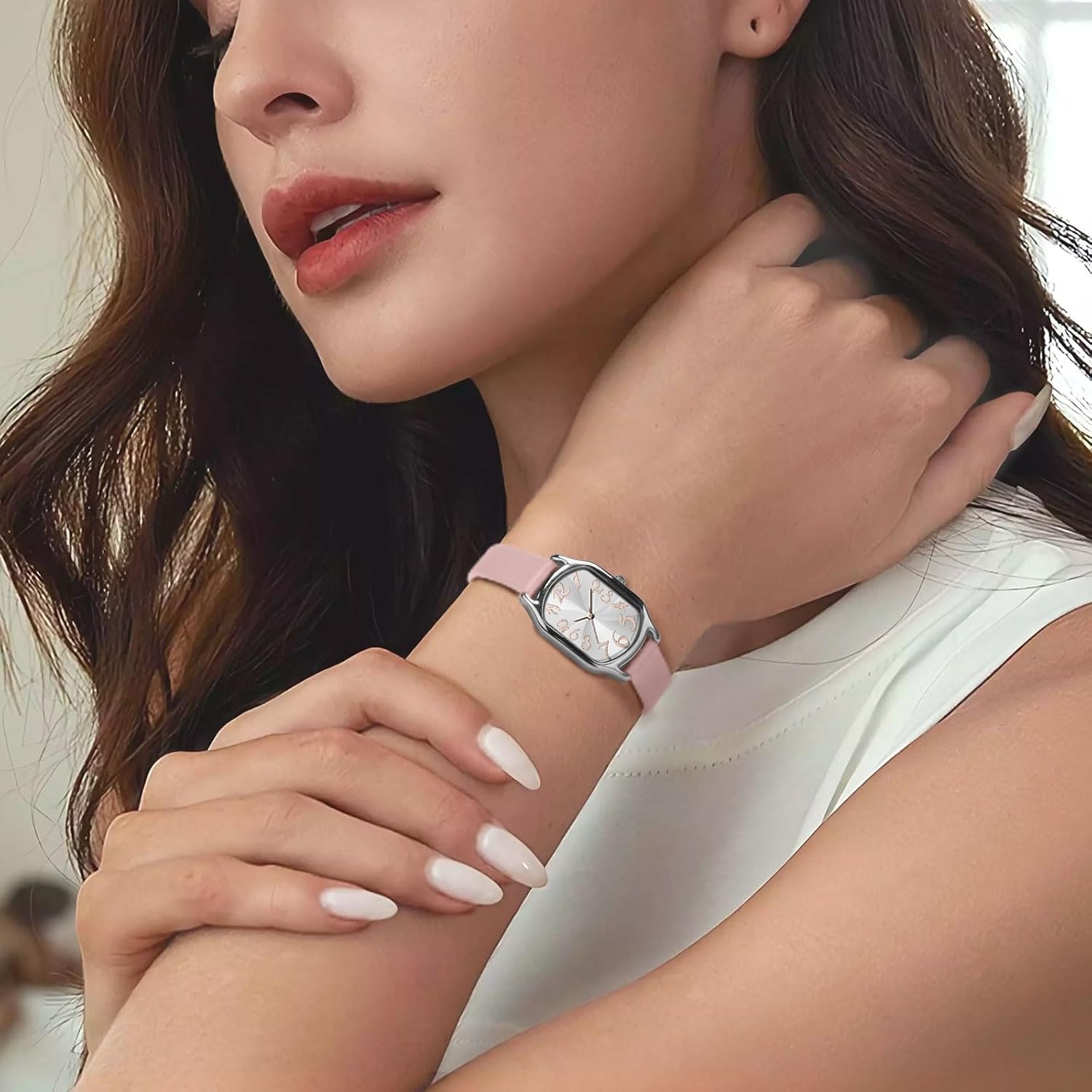 Asan Ge Women's Leather Strap Watch, Elegant Stylish Square Watches for Women, Waterproof Womens Watch with Classic Vintage Dial Design - Image 7