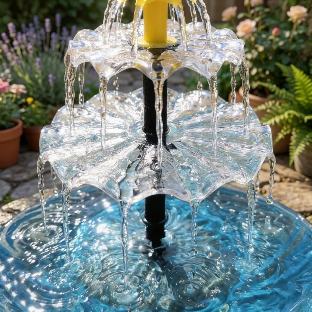 Solar Cascade Hanging Bird Bath Fountain, 3-Tier 9.3" Glass Bowl with Solar Powered Pump, Easy-Clean Hanging Birdbath for Outdoor Garden Patio, Attracts Hummingbirds (Blue)