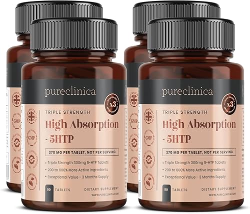 Miniatura 4 de 5HTP 300 mg x 90 tabletas - Suministro de 3 meses Con 220 mg de vitamina C B6 y extracto de pimienta negra