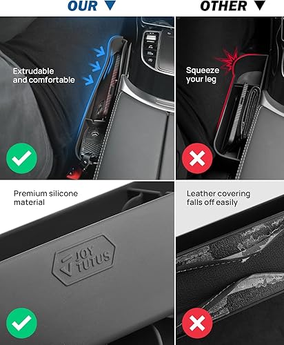 Miniatura 5 de JOYTUTUS Paquete de 2 organizadores negros para asiento de automóvil, caja de almacenamiento de consola de silicona para organizador de espacio