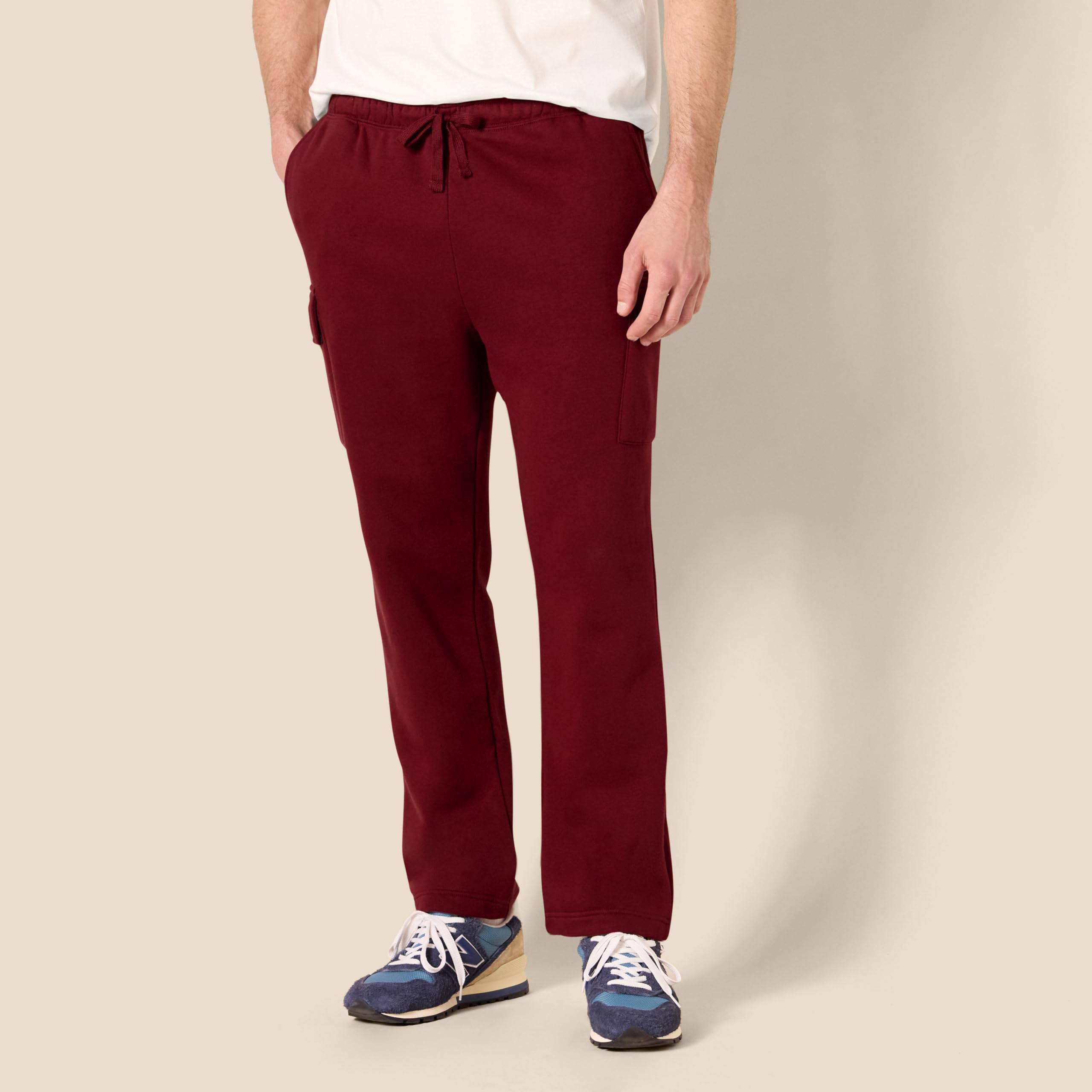 Amazon Essentials Uomo Pantaloni Tuta Cargo in Pile con Orlo Aperto